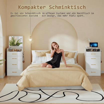 3-in-1 Schminktisch mit Klappspiegel & Stauraum